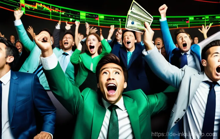 감정과 투자 의사결정의 관계 - **"The Emotional Rollercoaster of Investing: Fear and Greed"**: A dynamic split image illustrating t...