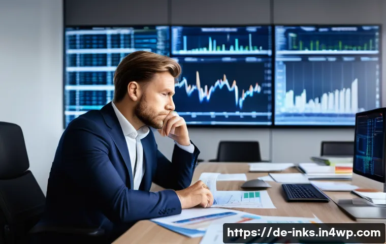 감정적 투자 오류 해결을 위한 행동 경제학 - A detailed scene of a professional German investor sitting at a modern desk in a bright office overl...